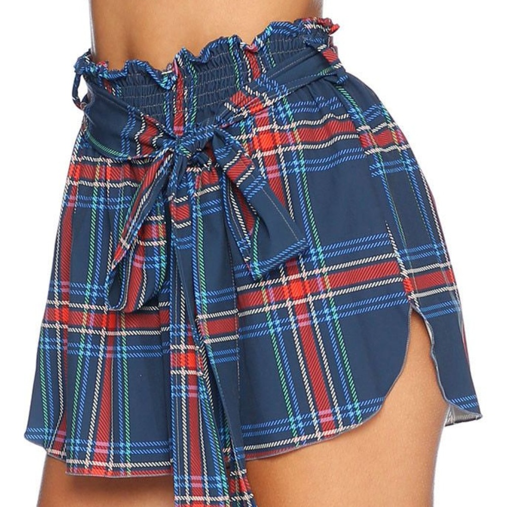 Black Milk Blue Tartan Flouncy Shorts